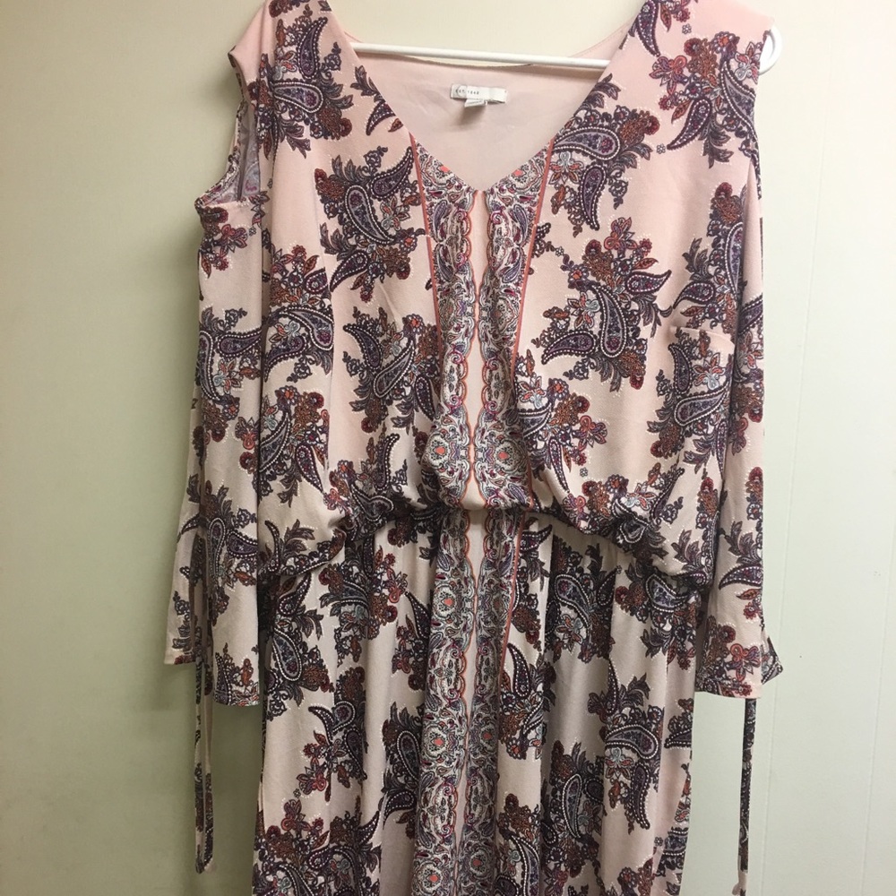 Paisley Print Cold Shoulder Dress